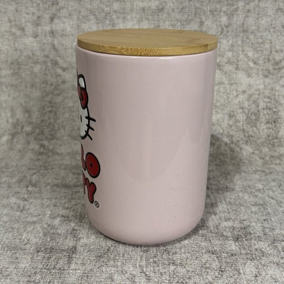 Hello Kitty Sanrio Pink Ceramic Cookie Snack Jar Canister w/ Bamboo Lid - Picture 2 of 9